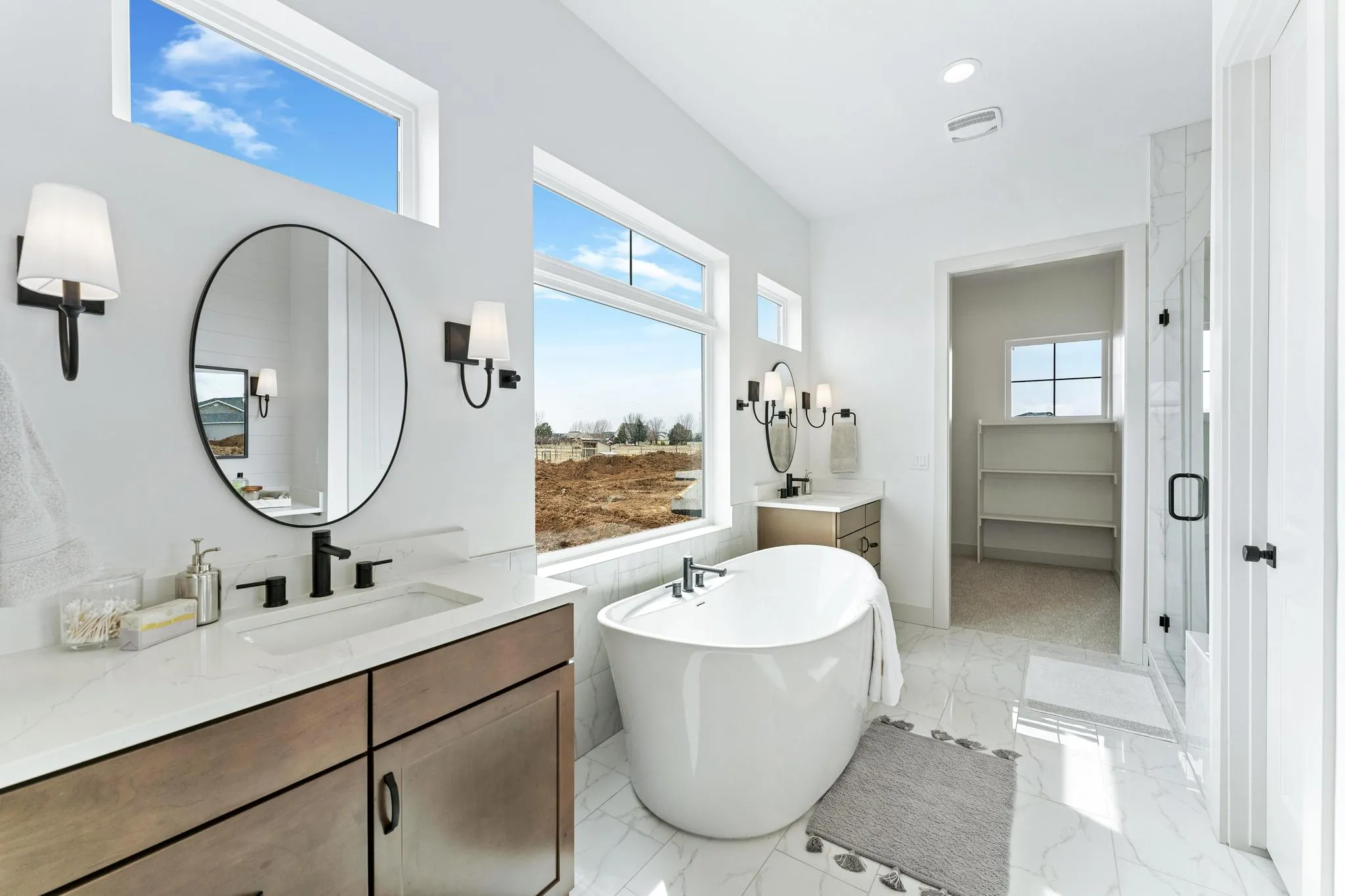 Primary bath with a freestanding tub, Maple Grove Farmstead