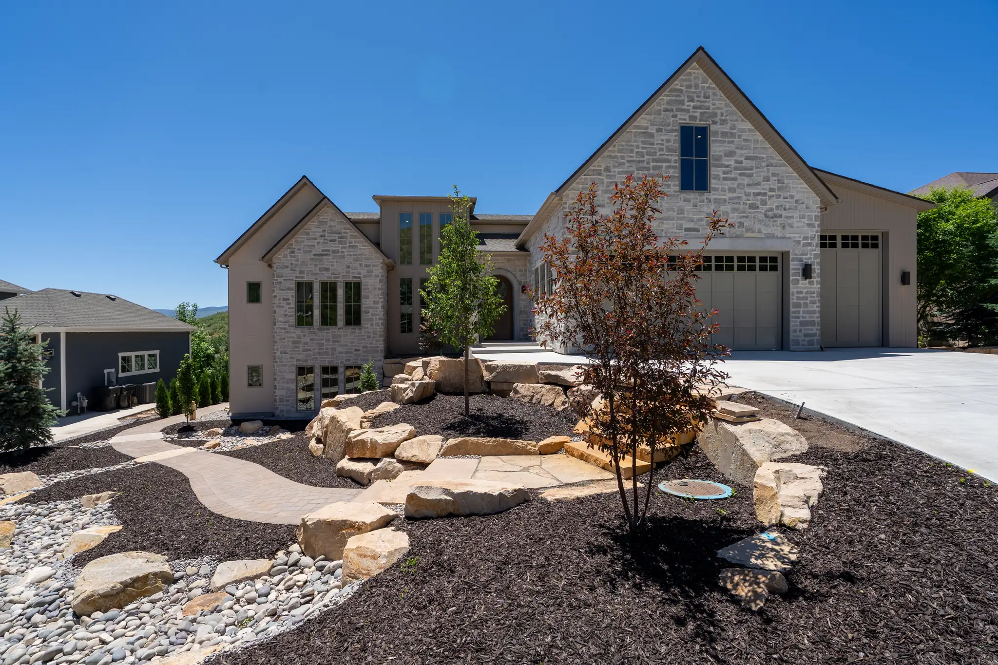 Midway Residence, a stone custom home in Midway, Utah