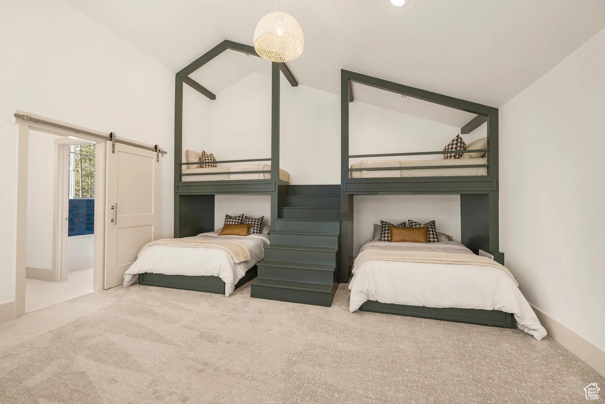 Bunk room with built-in house-shaped bunk beds, Whispering Pines
